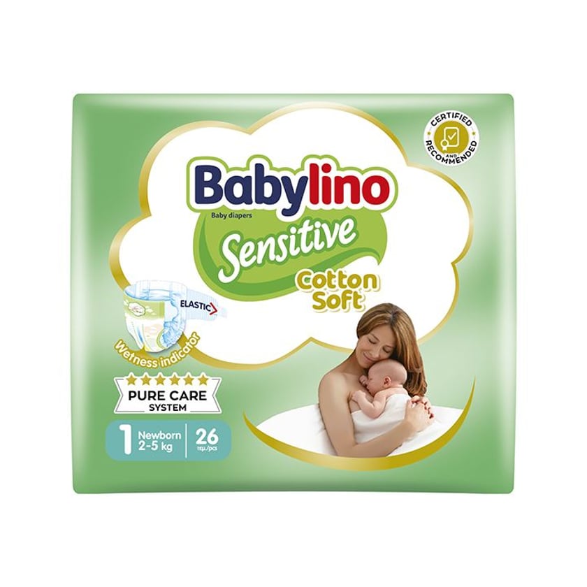 Babylino Sensitive Cotton Soft Βρεφικές Πάνες No1 2-5 Kg 26τεμ