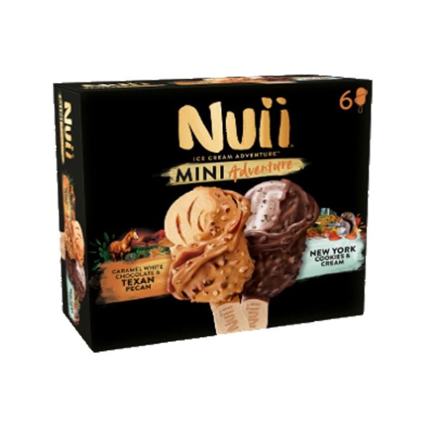 Nuii Mini Παγωτό Ξυλάκι Texan Pecan & New York Cookies 6x55ml
