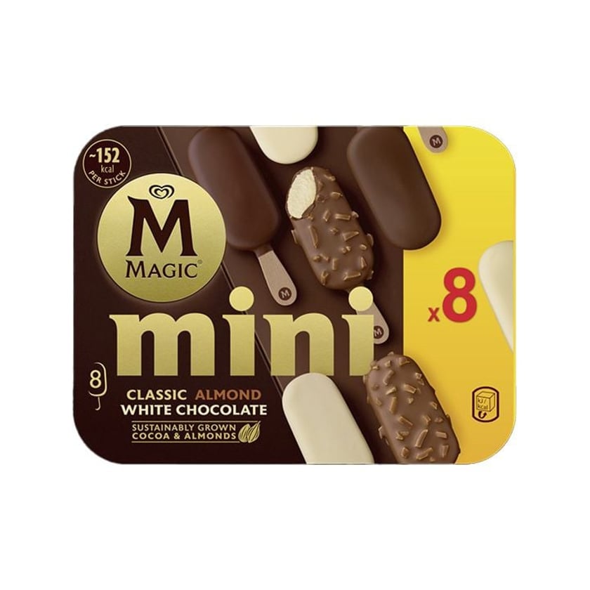 Magic Mini Παγωτό Ξυλάκι Classic, Almond & White Chocolate 8x55ml