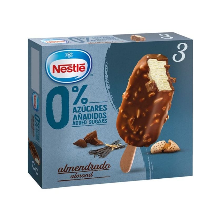 Nestle Παγωτό Ξυλάκι Vanilla Almonds 0% Ζάχαρη 3x90ml
