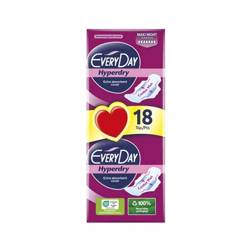 Everyday Σερβιέτες Hyperdry Maxi Night Ultra Plus Value Pack 18 Τεμ.