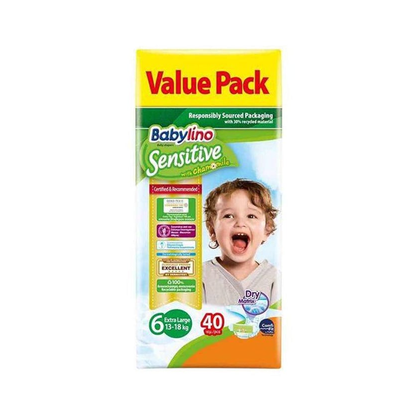 Babylino Sensitive Βρεφικές Πάνες No6 13-18kg Value Pack 40τεμ