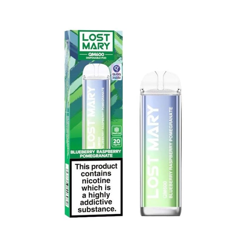Lost Mary QM600 Ηλεκτρονικό Τσιγάρο μιας Χρήσης Blueberry Raspberry Pomegranate 20mg 2ml 600 Puffs