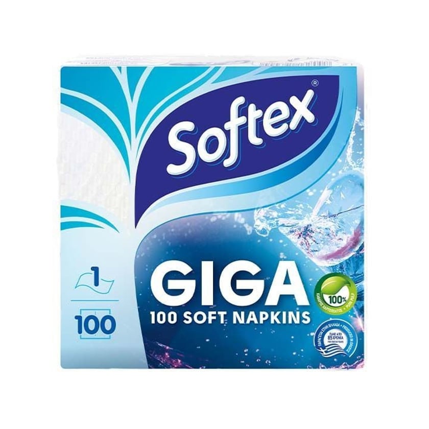 Softex Giga Χαρτοπετσέτες Λευκές 30x30cm 100τεμ