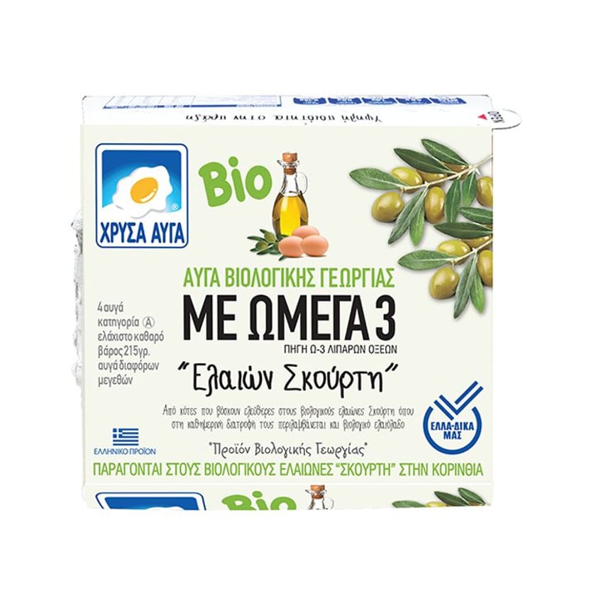 Χρυσά Αυγά Βιολογικά Ελαιών Σκούρτη με Ω3 53+g 4τεμ