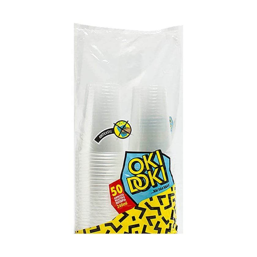 Oki Doki Ποτήρια Πλαστικά Διάφανα 240ml 50τεμ
