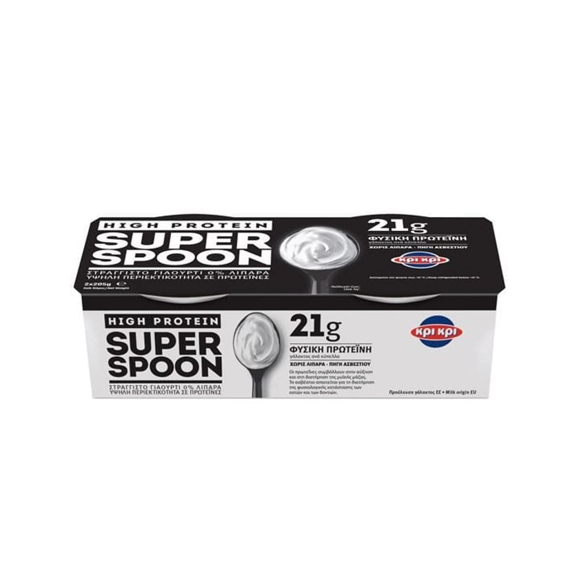 Κρι Κρι Super Spoon High Protein Γιαούρτι Στραγγιστό 0% Λιπαρά 2x205g