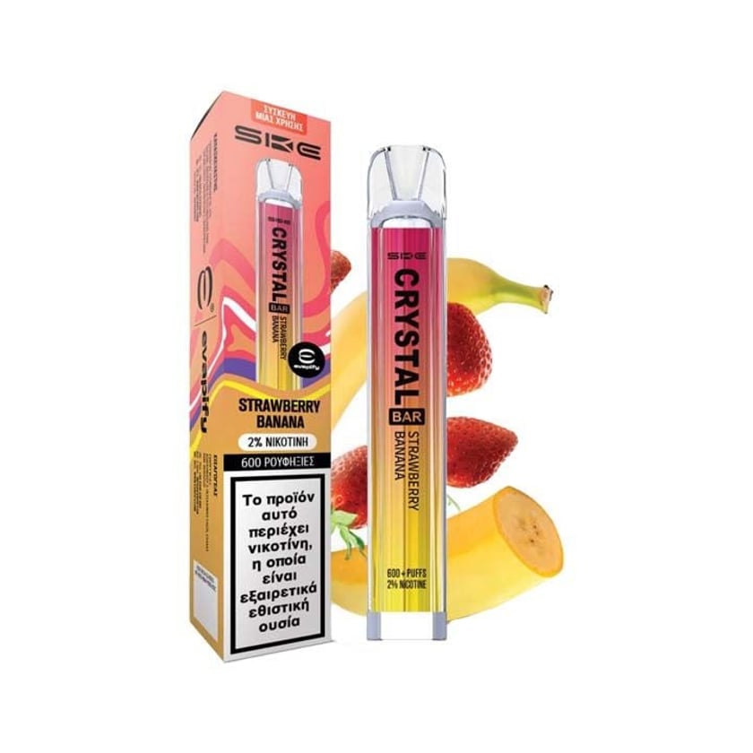 Crystal Bar Ηλεκτρονικό Τσιγάρο μιας Χρήσης Strawberry Banana 20mg 2ml 600 Puffs