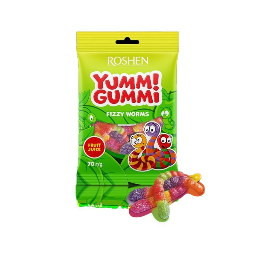 Roshen Yummi Gummi Ζελεδάκια Fizzy Worms 70g