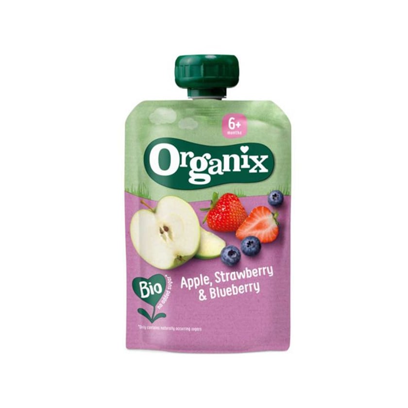 Organix Φρουτοπολτός Μήλο, Φράουλα & Μύρτιλο 6+ Μηνών Bio 100g