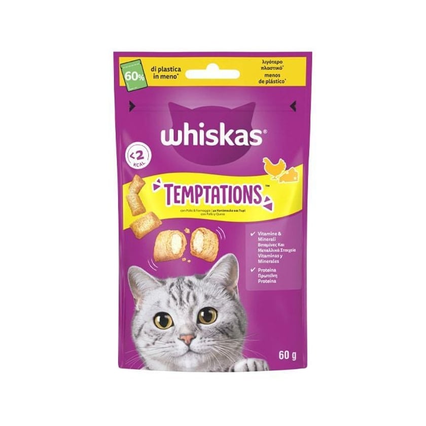 Whiskas Temptation Λιχουδιές για Γάτες με Kοτόπουλο 60g