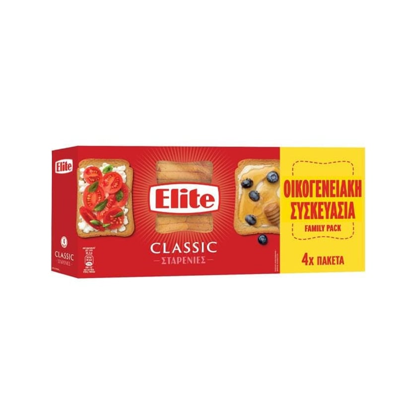 Elite Classic Φρυγανιές Σταρένιες Οικογενειακή Συσκευασια 4x125g