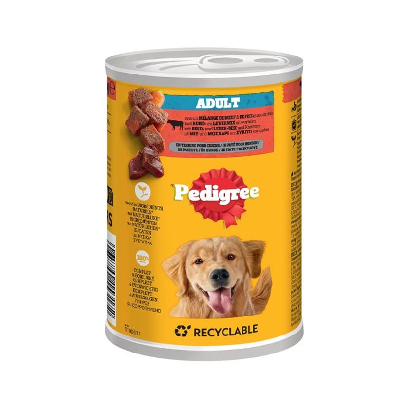 Pedigree Adult Υγρή Τροφή για Σκύλους Πατέ με Μοσχάρι, Συκώτι & Καρότα 400g