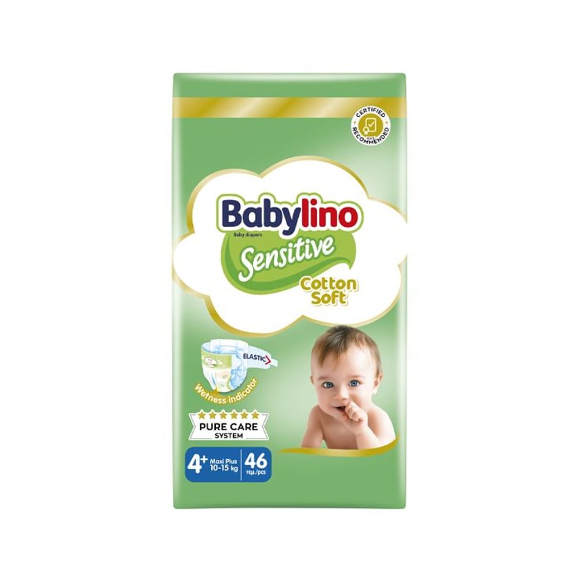 Babylino Sensitive Cotton Soft No4+ 10-15 Kg Value Pack 46τεμ