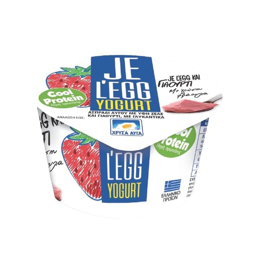 Χρυσά Αυγά Je L'Egg Επιδόρπιο Ασπράδι Αυγού με Γιαούρτι & Γεύση Φράουλα 150g
