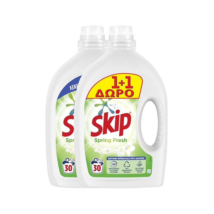 Skip Liquid Laundry Detergent Spring Fresh 30 Washes 1.5l 1+1
