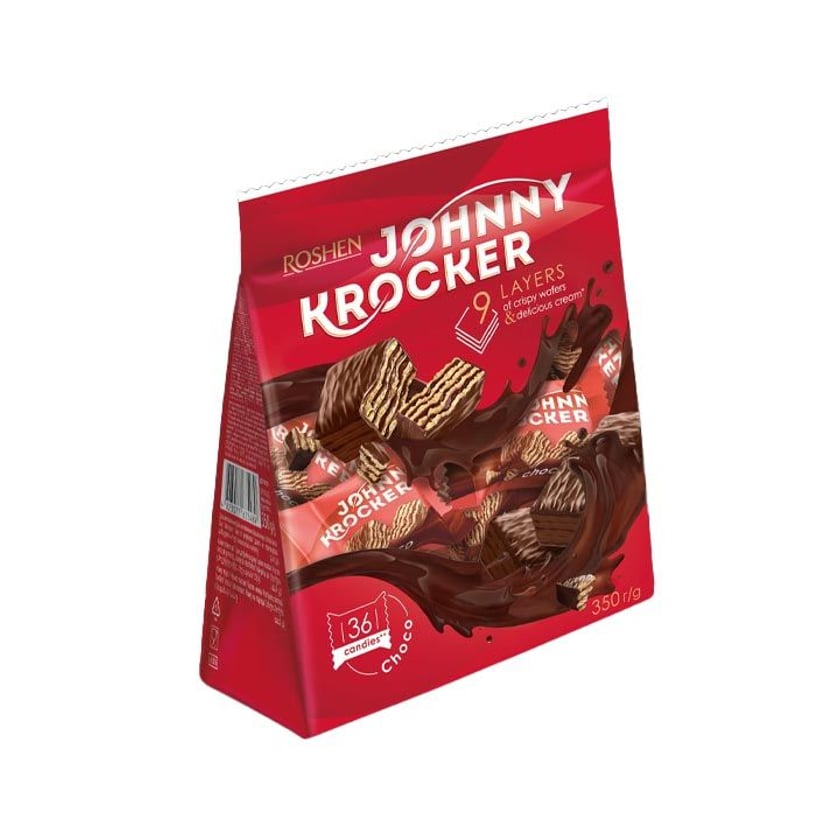 Roshen Johnny Krocker Γκοφρετάκια με Γέμιση Κρέμα Κακάο & Επικάλυψη Σοκολάτας 350g