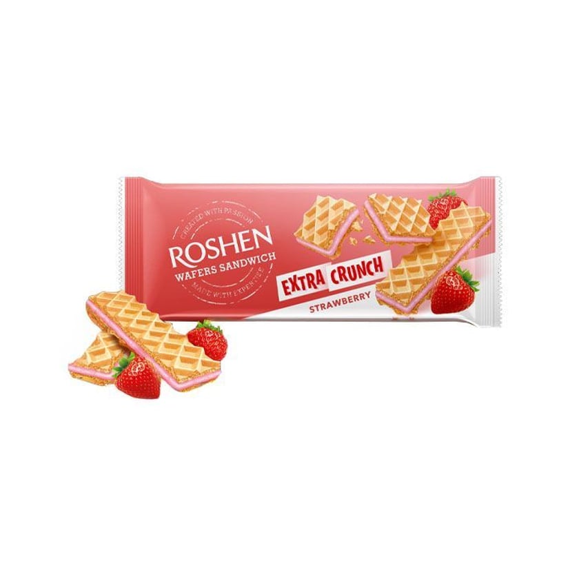 Roshen Τραγανή Γκοφρέτα με Κρέμα Φράουλα 142g