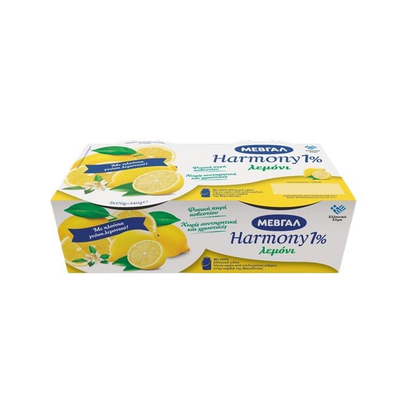 Μεβγάλ Harmony 1% Επιδόρπιο Γιαουρτιού Λεμόνι 2x170g