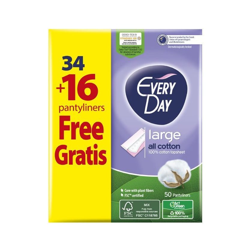 Everyday Σερβιετάκια All Cotton Large 34+16τεμ Δώρο