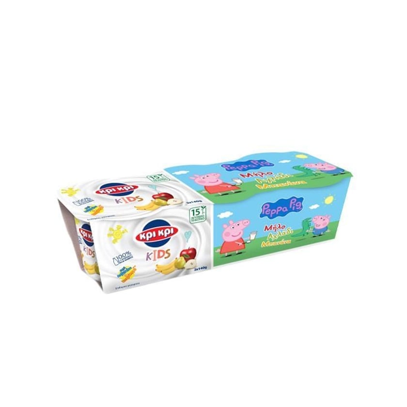 Κρι Κρι Kids Peppa Pig Επιδόρπιο Γιαουρτιού Μήλο, Αχλάδι & Μπανάνα 3x140g