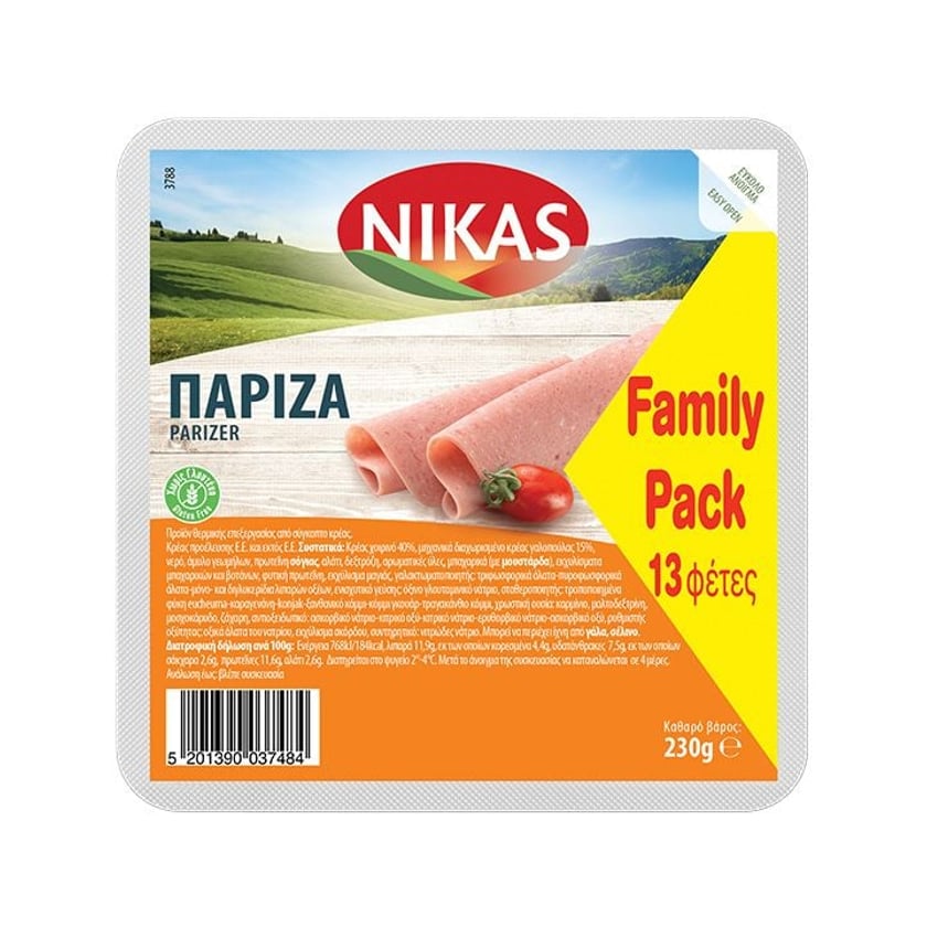 Νίκας Πάριζα σε Φέτες Χωρίς Γλουτένη Family Pack 230g