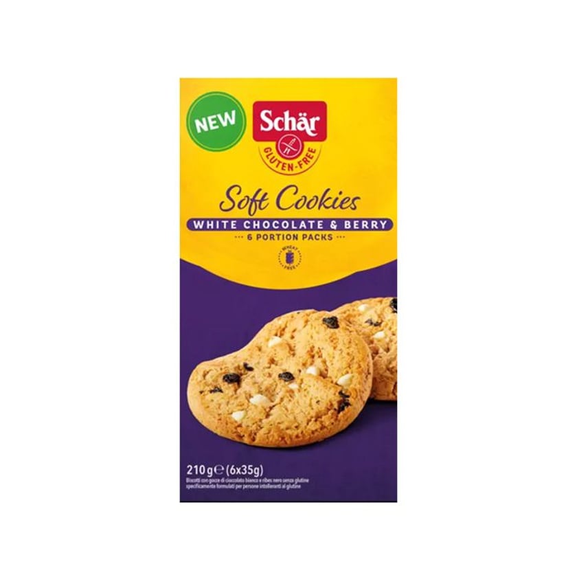 Schar Soft Cookies με Λευκή Σοκολάτα & Φραγκοστάφυλο Χωρίς Γλουτένη 210g