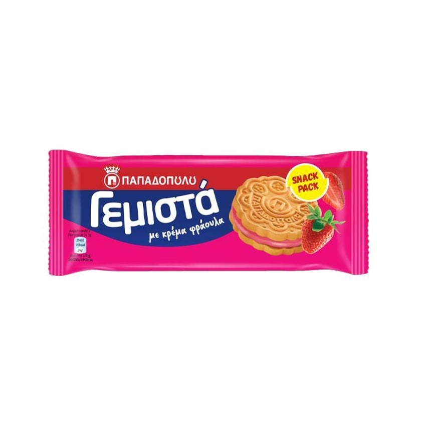 Παπαδοπούλου Μπισκότα Γεμιστά Κρέμα Φράουλα 58g