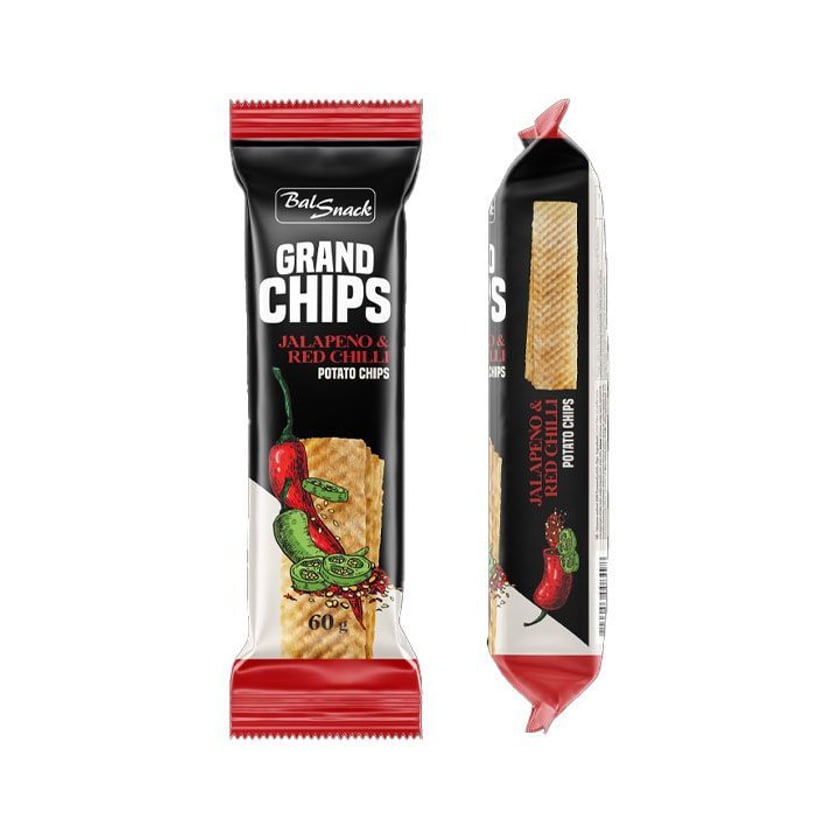 Grand Potato Chips Σνακ Πατάτας με Γεύση Χαλαπένιο & Κόκκινες Πιπεριές 60g