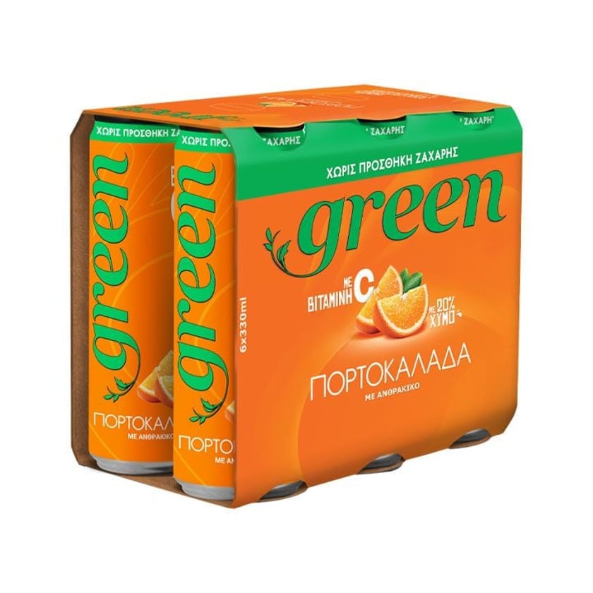 Green Πορτοκαλάδα Χωρίς Ζάχαρη 6x330ml