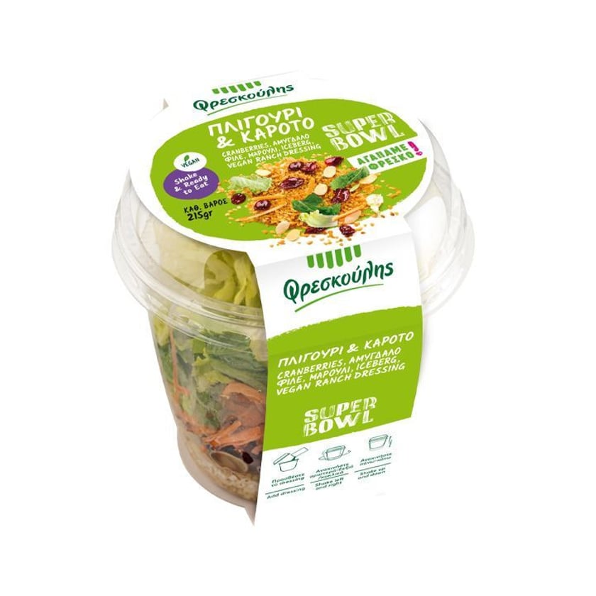 Φρεσκούλης Super Bowl Πλιγούρι & Καρότο με Cranberries & Αμύγδαλο 215g
