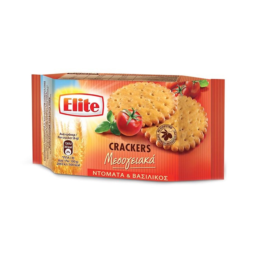 Elite Crackers Μεσογειακά Ντομάτα & Βασιλικός 105g