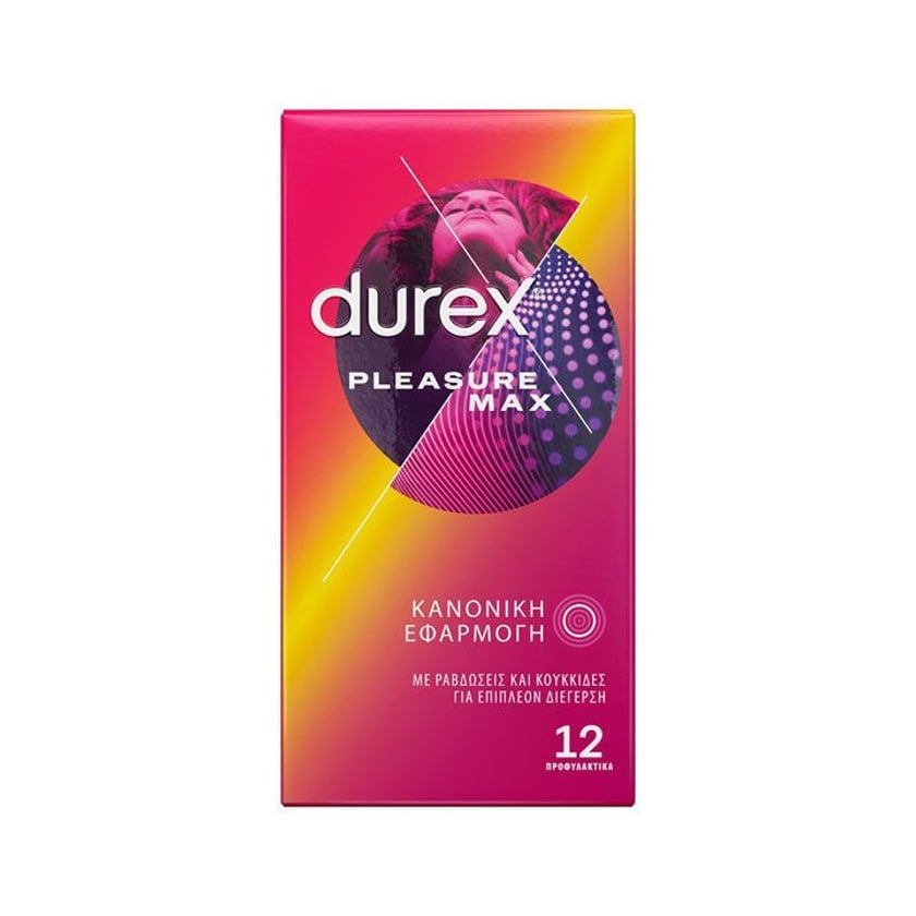 Durex Προφυλακτικά με Κουκίδες & Ραβδώσεις Pleasuremax Κανονική Εφαρμογή 12τεμ