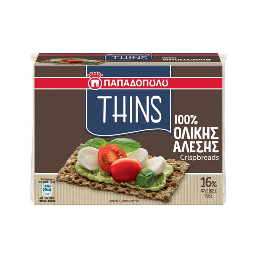 Παπαδοπούλου Thins 100% Ολικής Άλεσης 250g