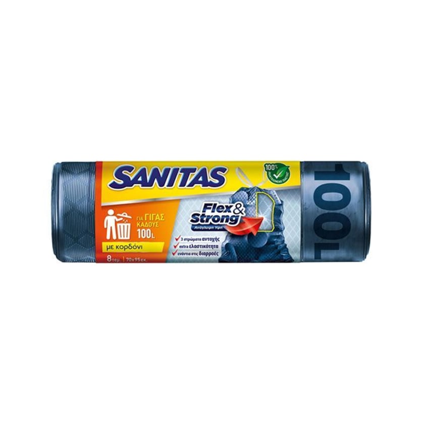 Sanitas Ultra Strong Σακούλες Απορριμμάτων με Κορδόνι Γίγας 8τεμ