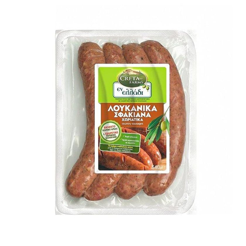 Creta Farms Εν Ελλάδι Λουκάνικα Χωριάτικα Σφακιανά Καπνιστά Χωρίς γλουτένη 340gr