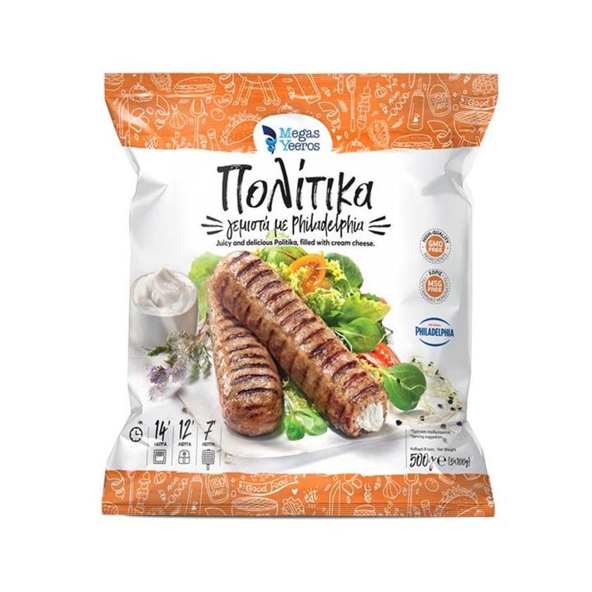 Megas Yeeros Πολίτικα Κεμπάπ Γεμιστά με Philadelphia 500g