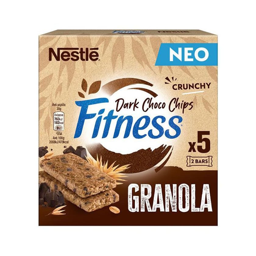 Nestle Fitness Μπάρες Granola Crunchy με Σοκολάτα 5x38g