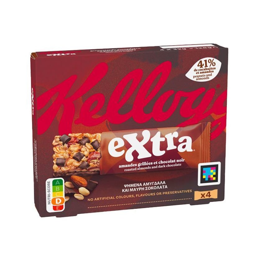 Kellogg`s Extra Mπάρες Δημητριακών Ψημένα Αμύγδαλα & Μαύρη Σοκολάτα 4x32g