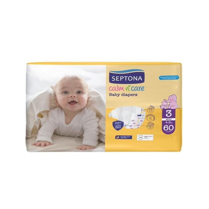 Septona Calm n Care Baby Πάνες Midi No 3 (4-9kg) 60τεμ