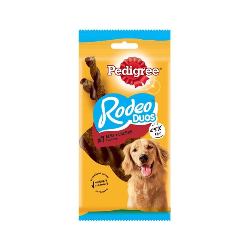 Pedigree Rodeo Duos Λιχουδιές για Σκύλους με Μοσχάρι & Τυρί 7τεμ 123g