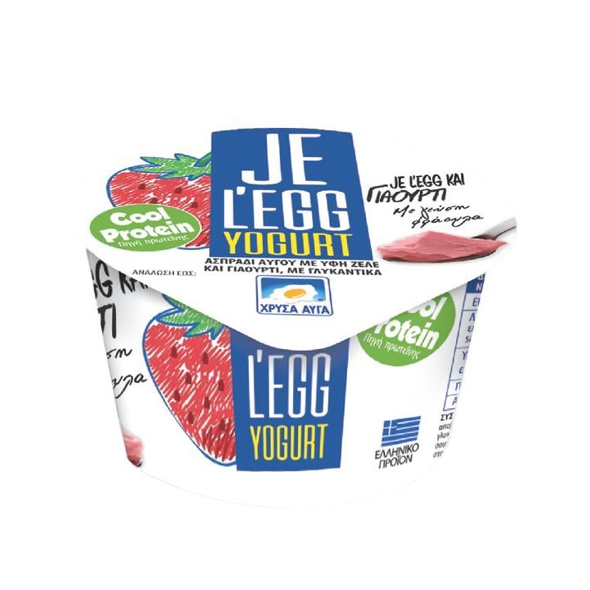 Χρυσά Αυγά Je L'Egg Επιδόρπιο Ασπράδι Αυγού με Γιαούρτι & Γεύση Φράουλα 150g