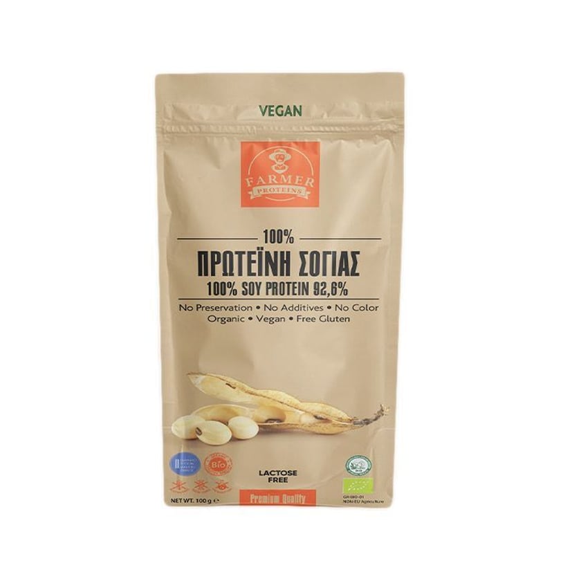Farmer Proteins 100% Organic Soy Protein 92.6% Vegan 100g