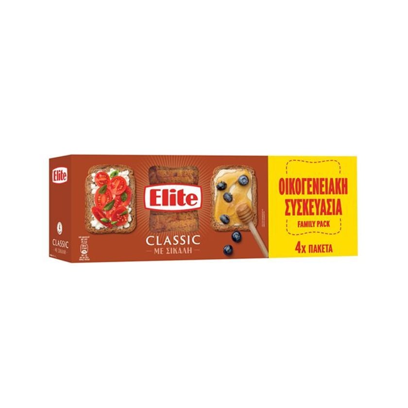 Elite Classic Φρυγανιές με Σίκαλη Οικογενειακή Συσκευασία 4x90g
