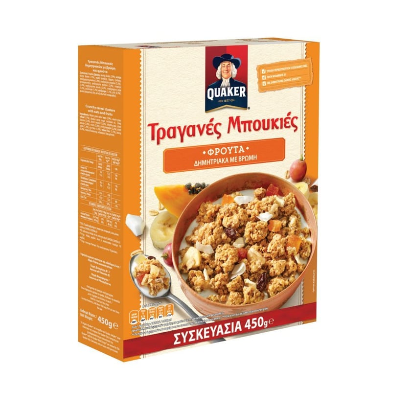 Quaker Τραγανές Μπουκιές με Φρούτα 450g