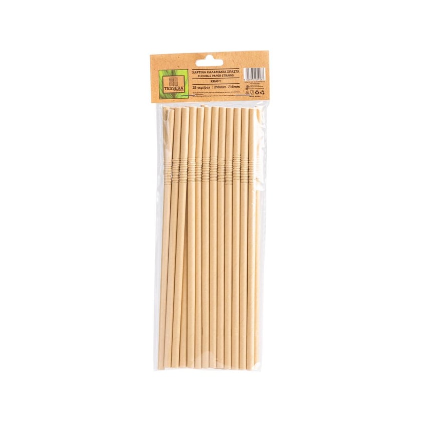 Tessera Paper Kraft Straws 0.6x21cm 25pcs