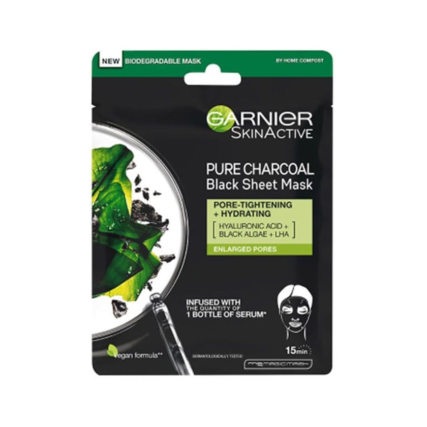 Garnier Skincare Υφασμάτινη Μάσκα Ενυδάτωσης Προσώπου με Ενεργό Άνθρακα 28g