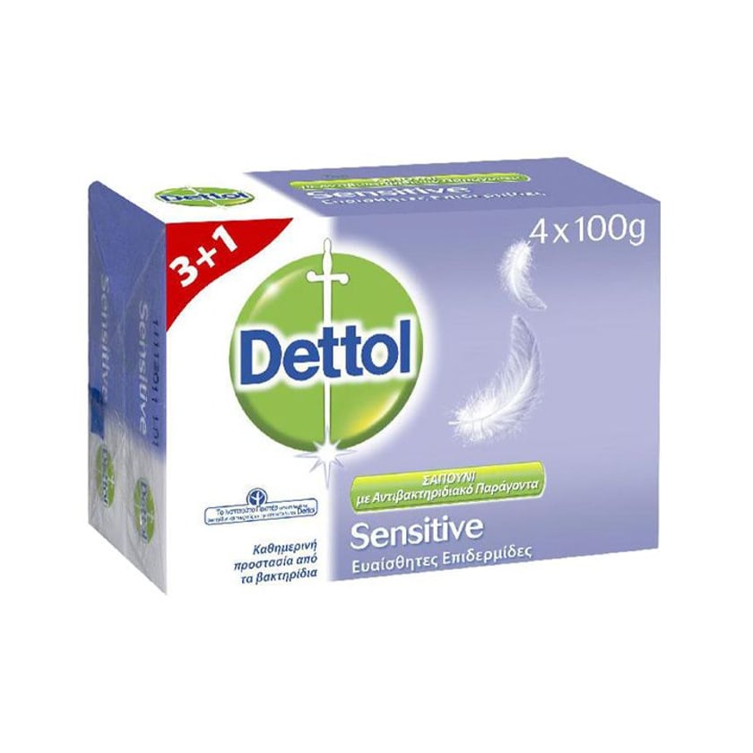 Dettol Σαπούνι Μπάρα για Ευαίσθητες Επιδερμίδες 4x100g 3+1 Δώρο