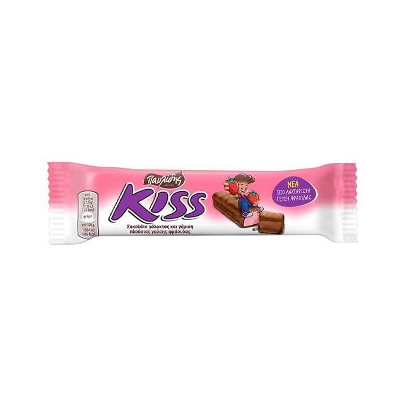 Pavlidis Kiss Milk Chocolate With Strawberry Filling 27.5g