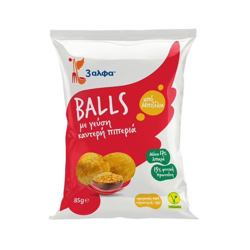 3 Άλφα Balls Από Μπιζέλια με Γεύση Καυτερή Πιπεριά 85g